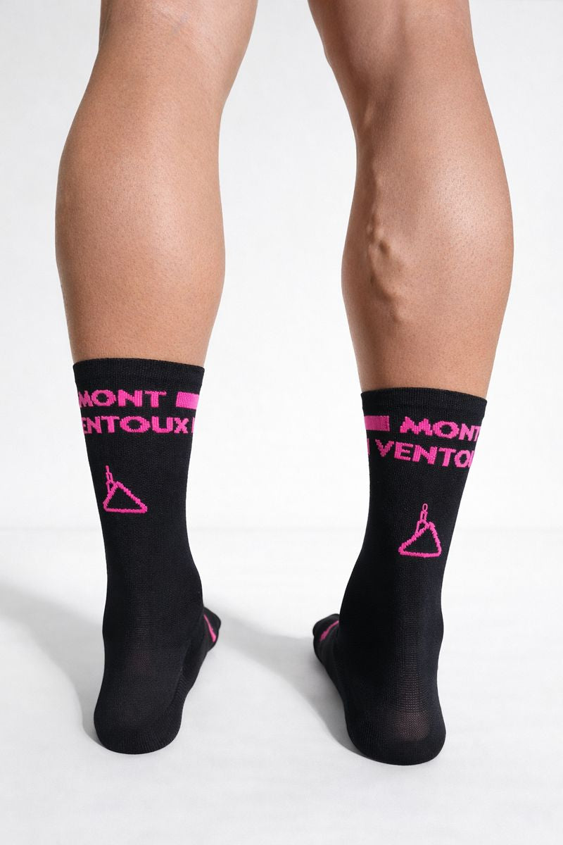 Chaussettes Mont Ventoux noires et roses